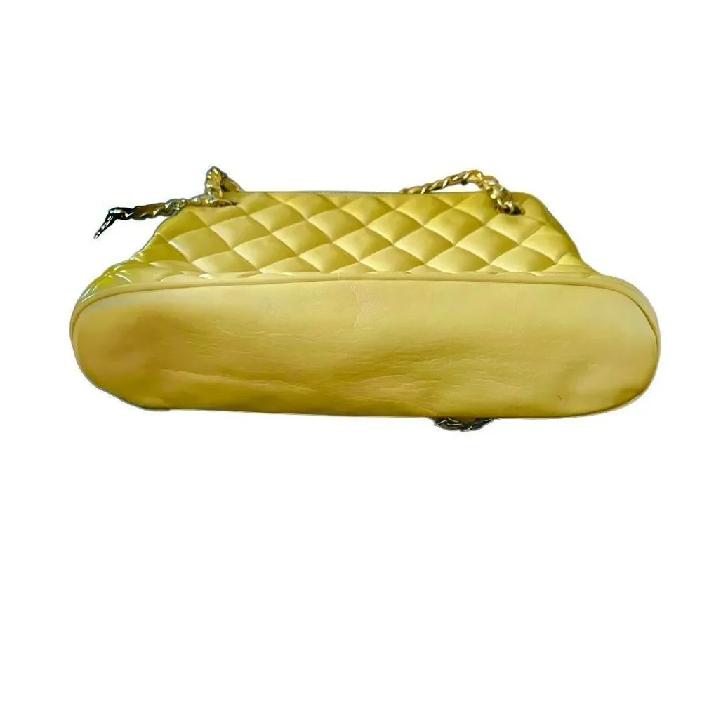 CHANEL Yellow Quilted Shoulder Bag with Chain Strap